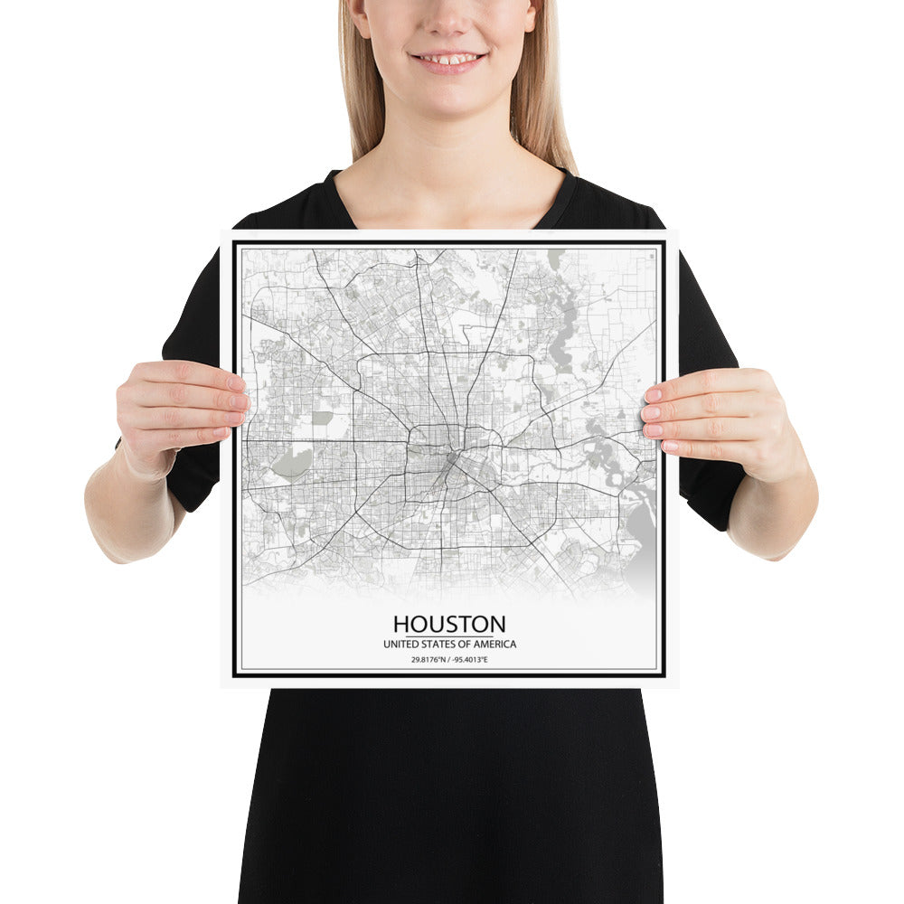 Houston White Paper Map