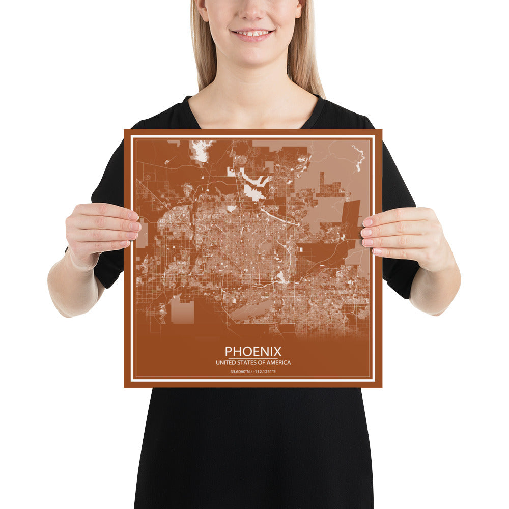 Phoenix Brown and White Paper Map