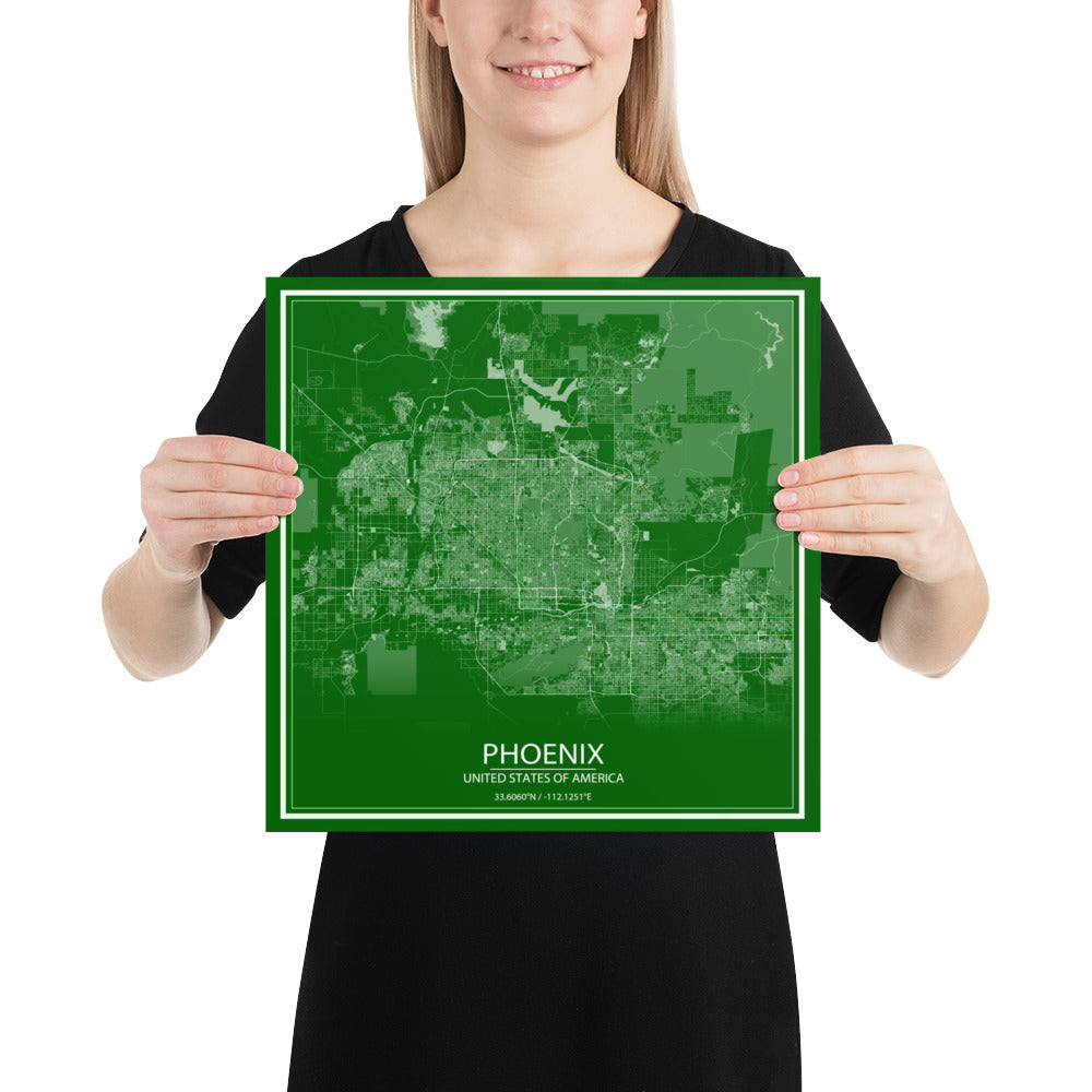 Phoenix Green and White Paper Map