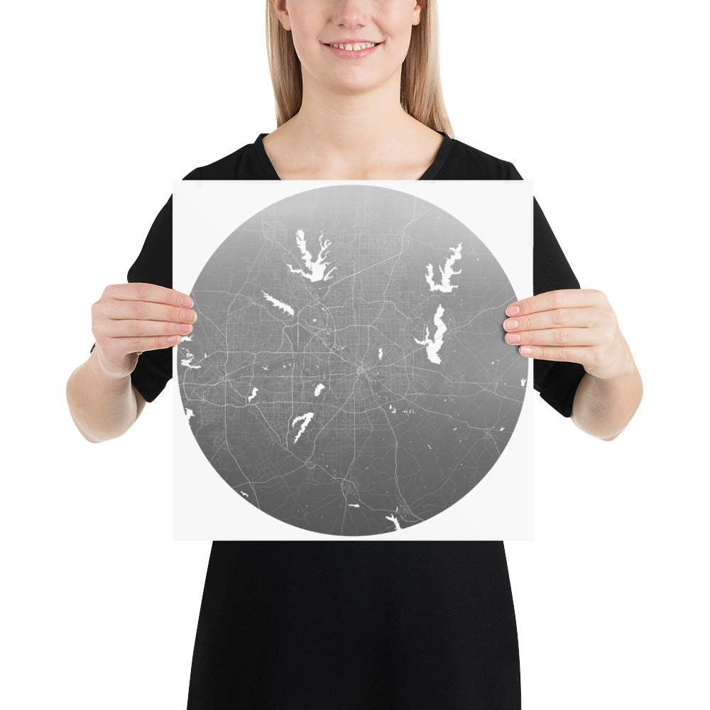 Dallas Silver on White Paper Map