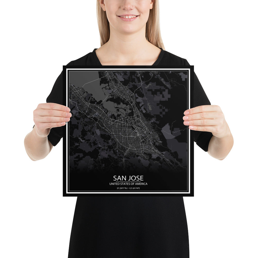 San Jose Black Paper Map