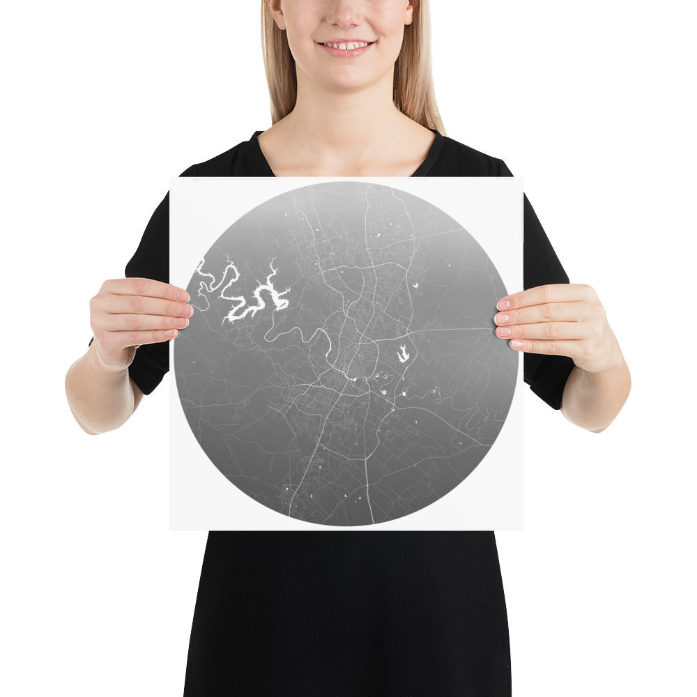 Austin Silver on White Paper Map