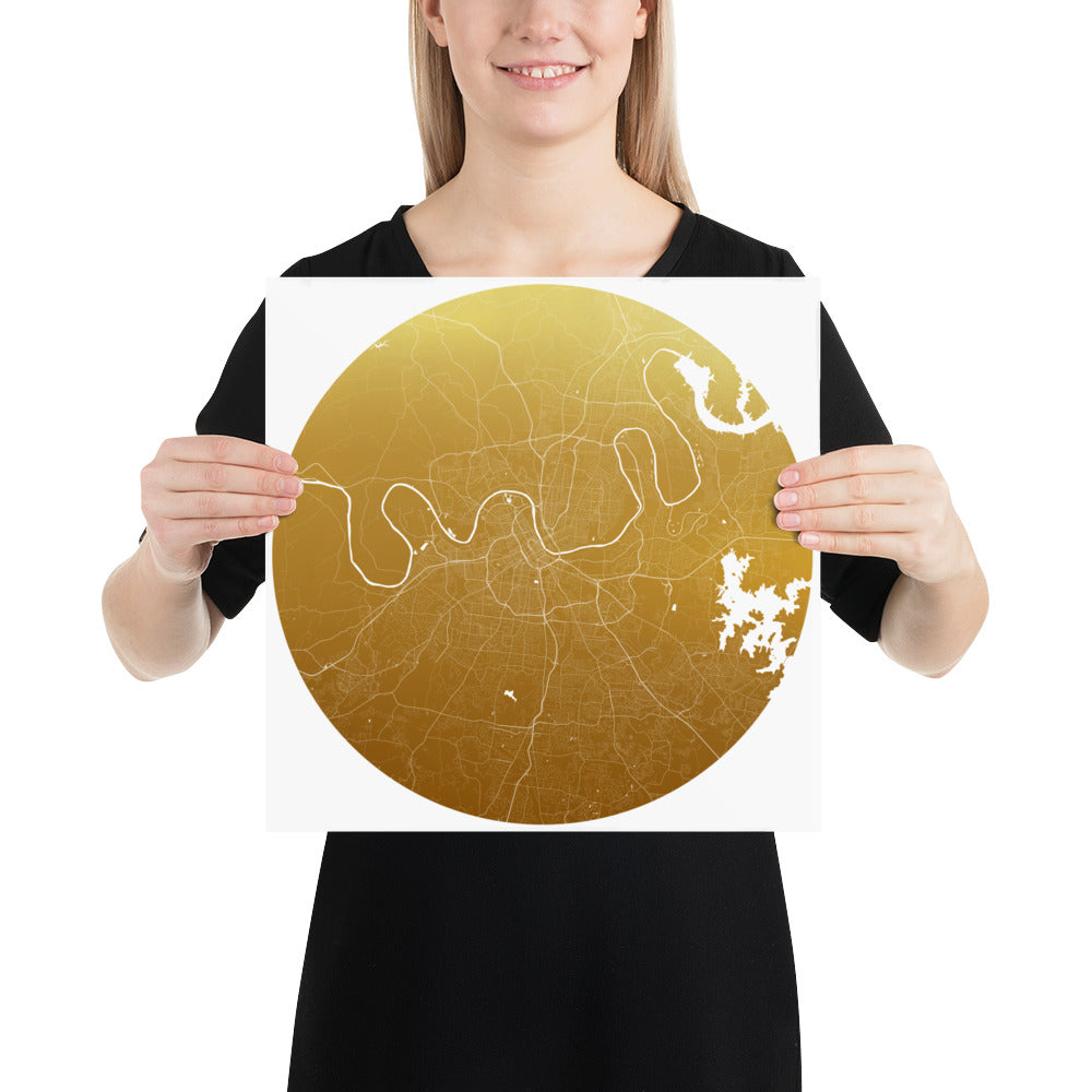 Nashville Gold on White Paper Map
