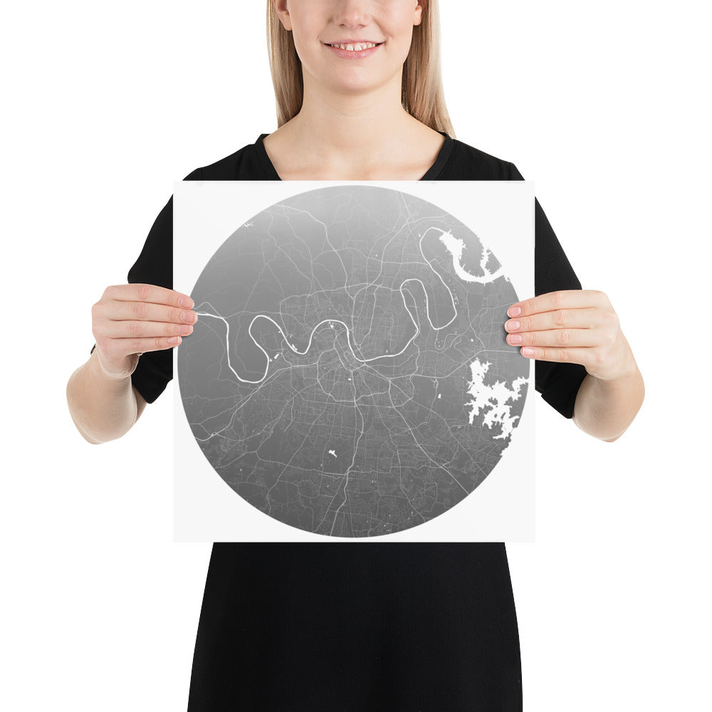 Nashville Silver on White Paper Map