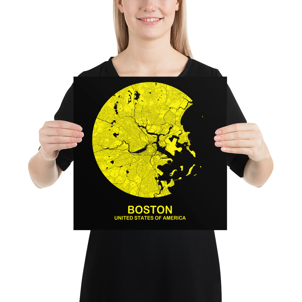 Boston Circular Yellow Paper Map