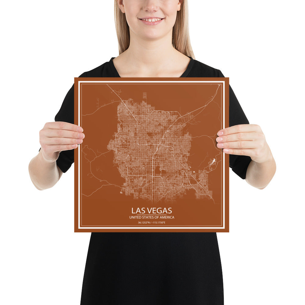 Las Vegas Brown and White Paper Map