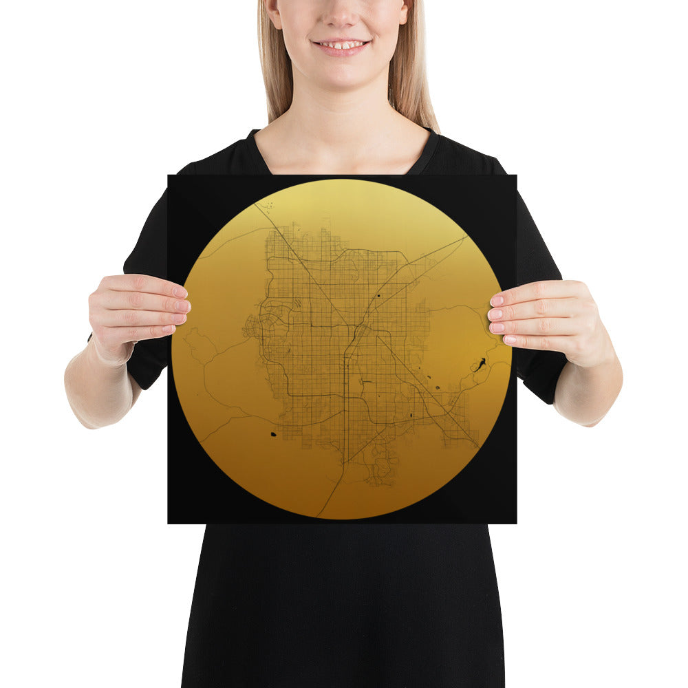 Las Vegas Gold on Black Paper Map