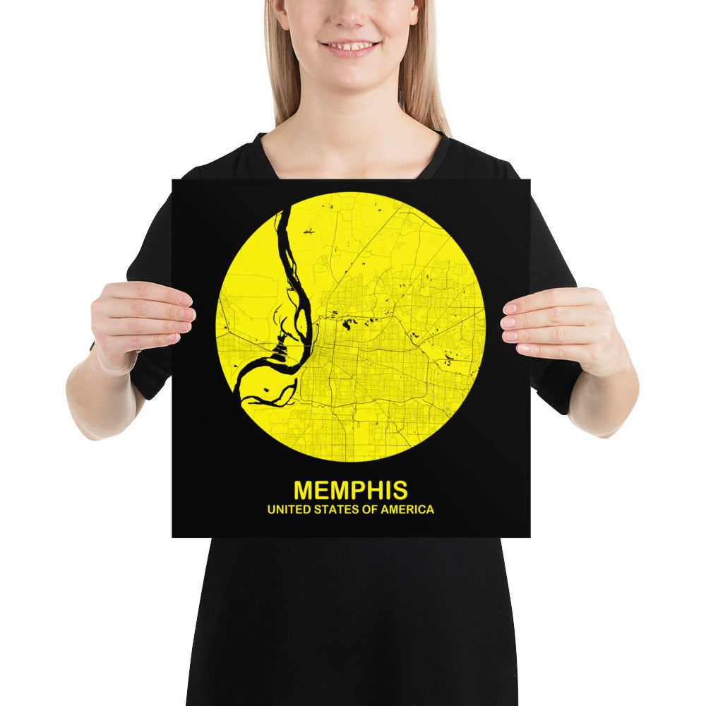 Memphis Circular Yellow Paper Map