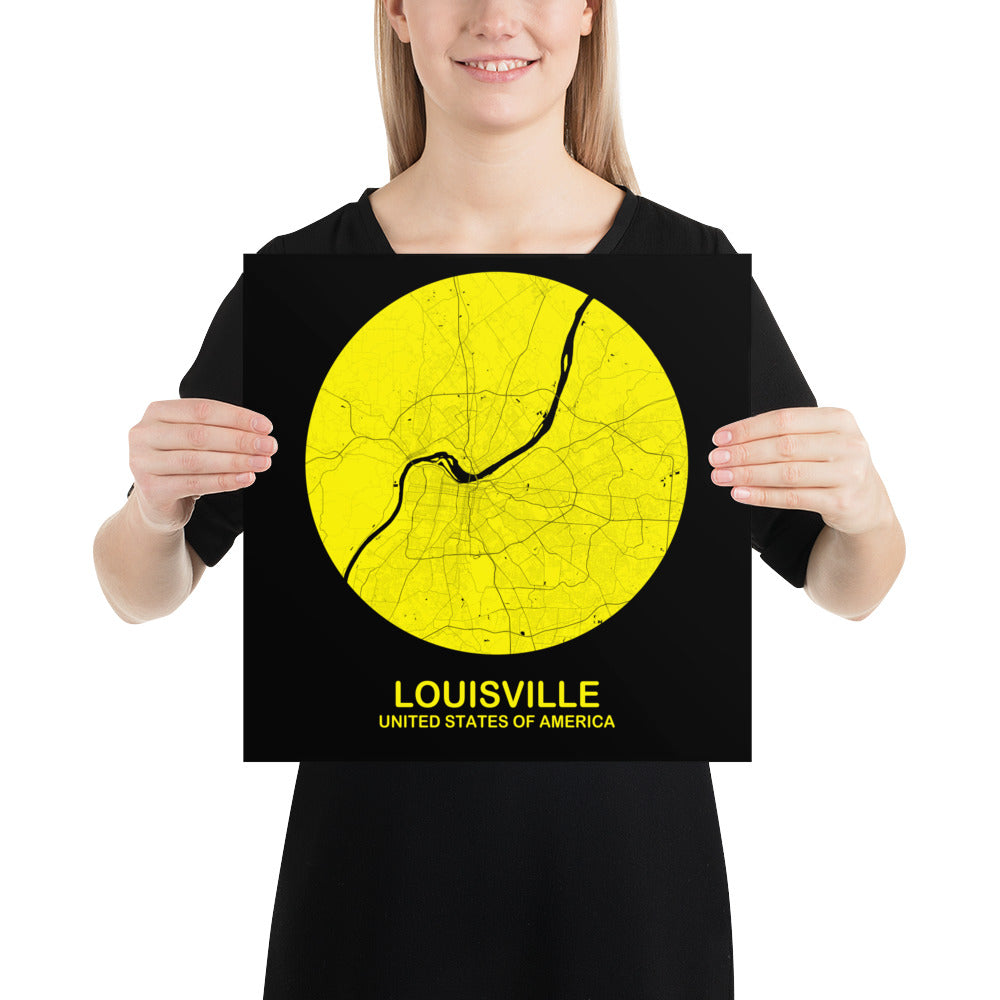 Louisville Circular Yellow Paper Map