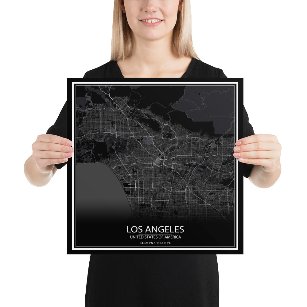 Los Angeles Black Paper Map
