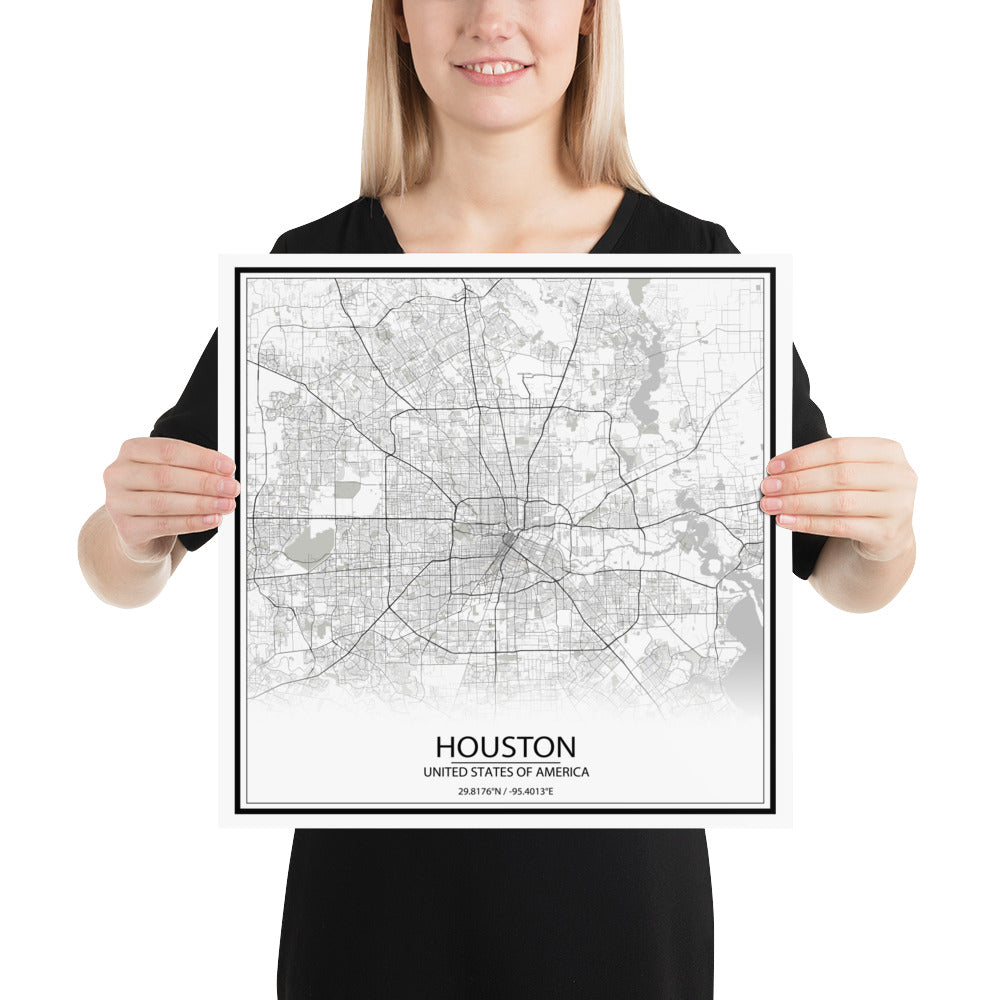 Houston White Paper Map