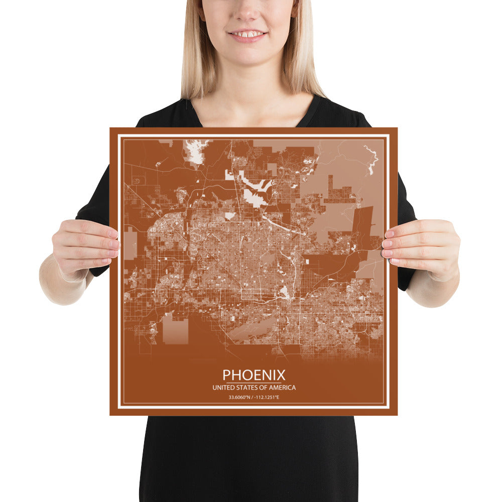 Phoenix Brown and White Paper Map