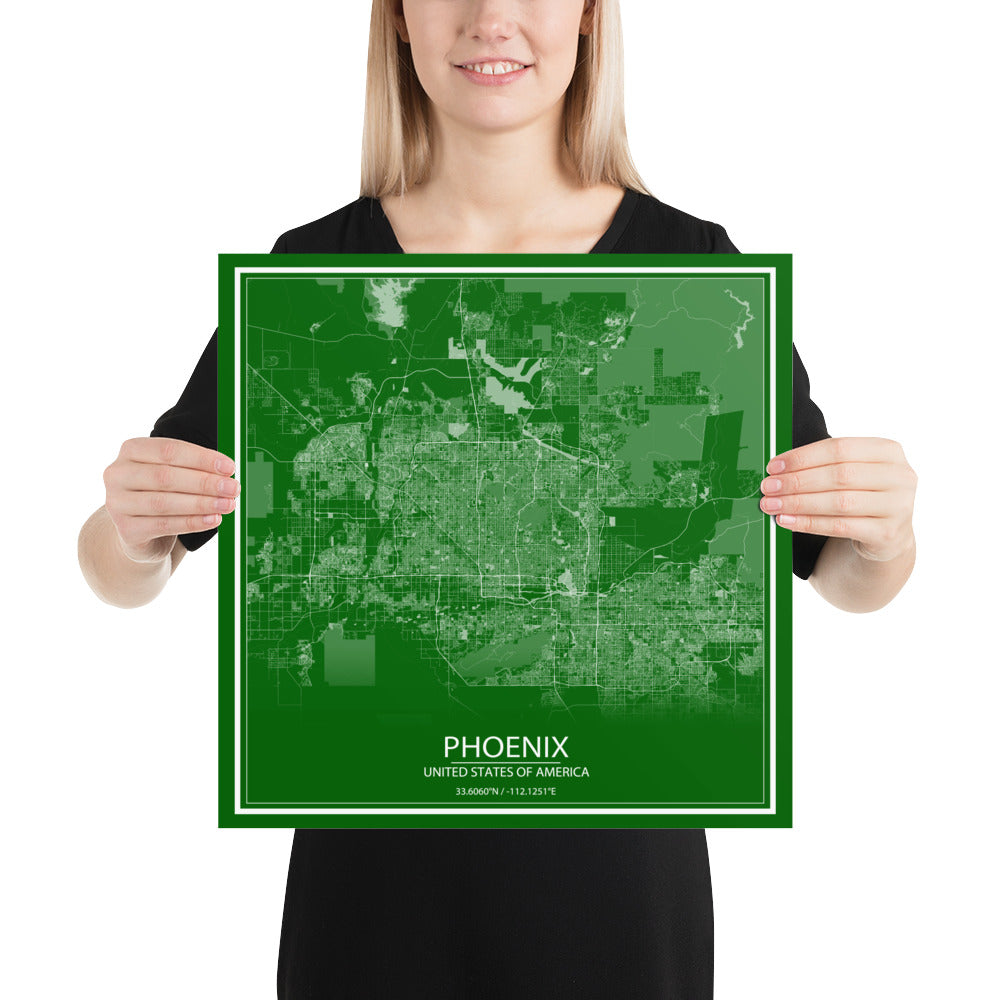 Phoenix Green and White Paper Map