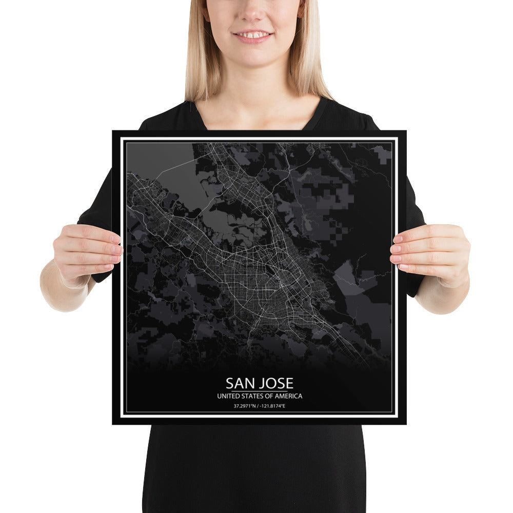 San Jose Black Paper Map
