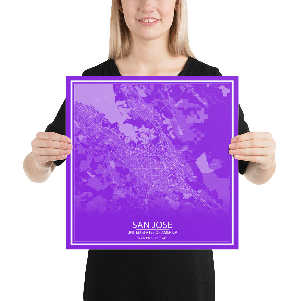 San Jose Purple and White Paper Map