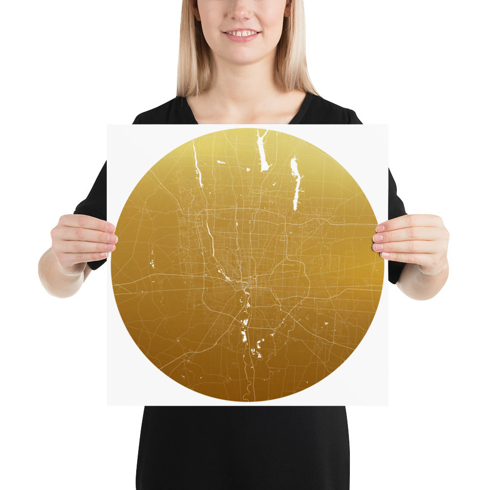 Columbus Gold on White Paper Map