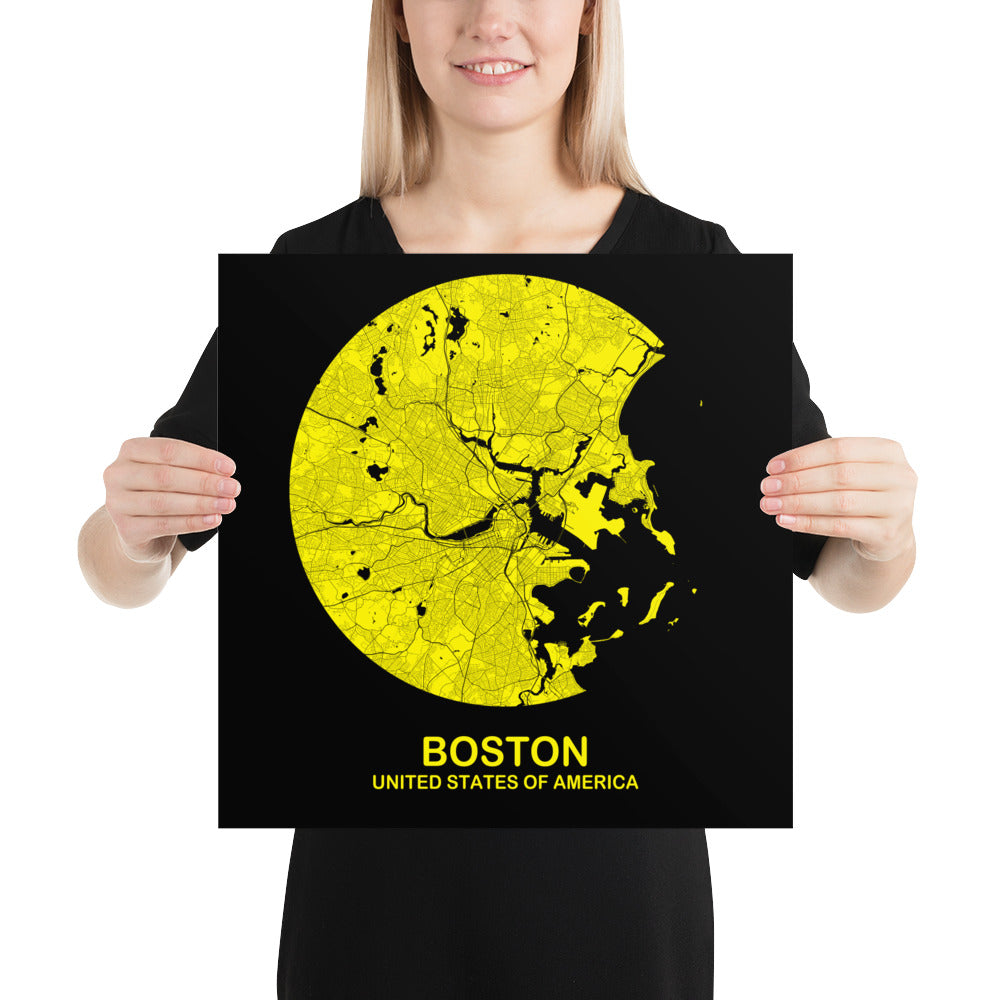 Boston Circular Yellow Paper Map