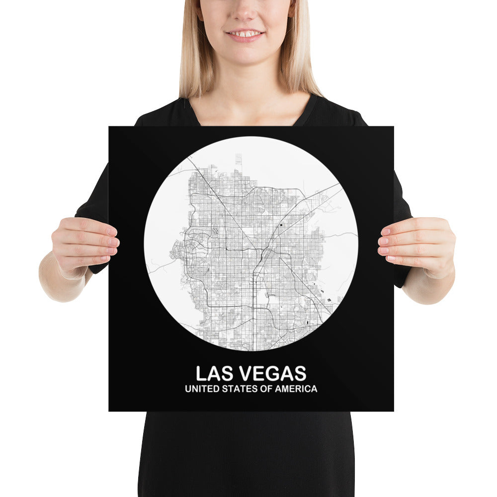 Las Vegas Circular White Paper Map