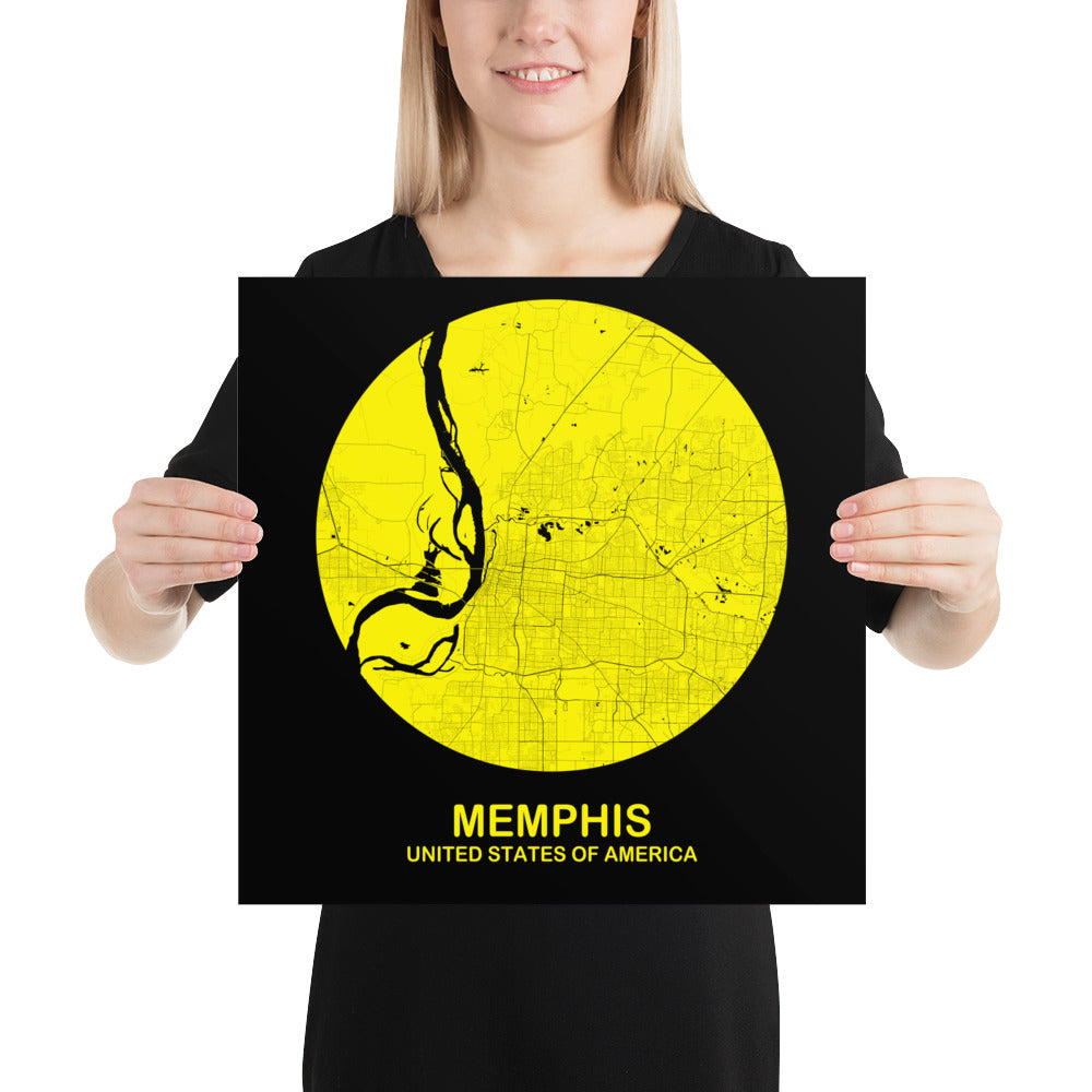 Memphis Circular Yellow Paper Map