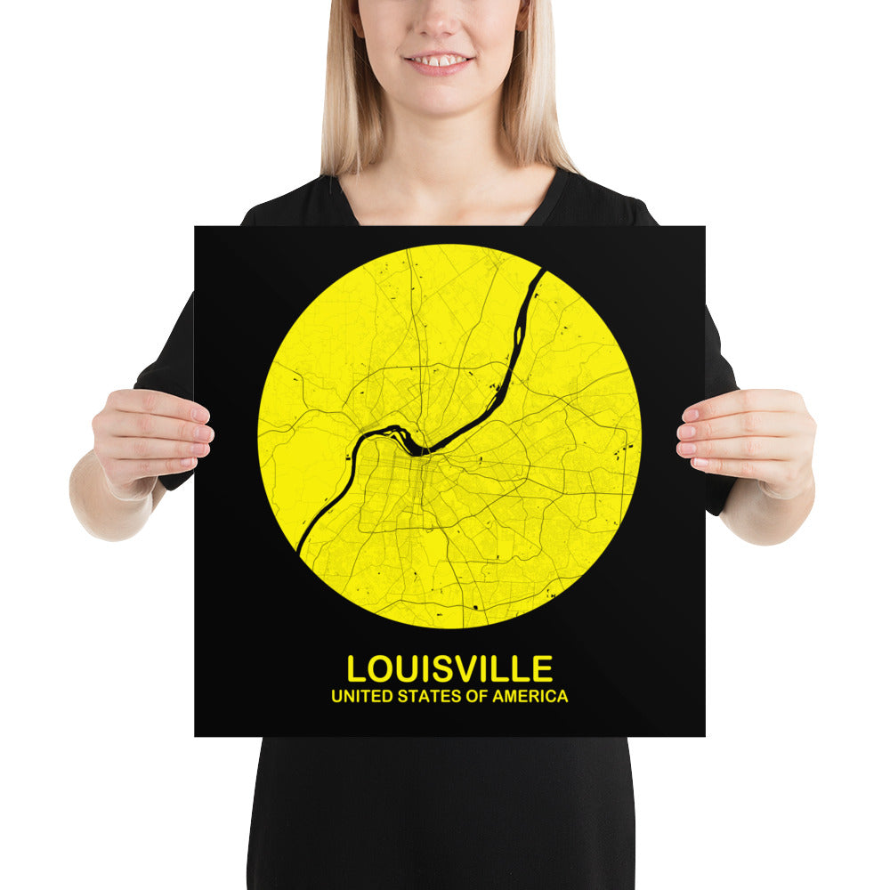 Louisville Circular Yellow Paper Map