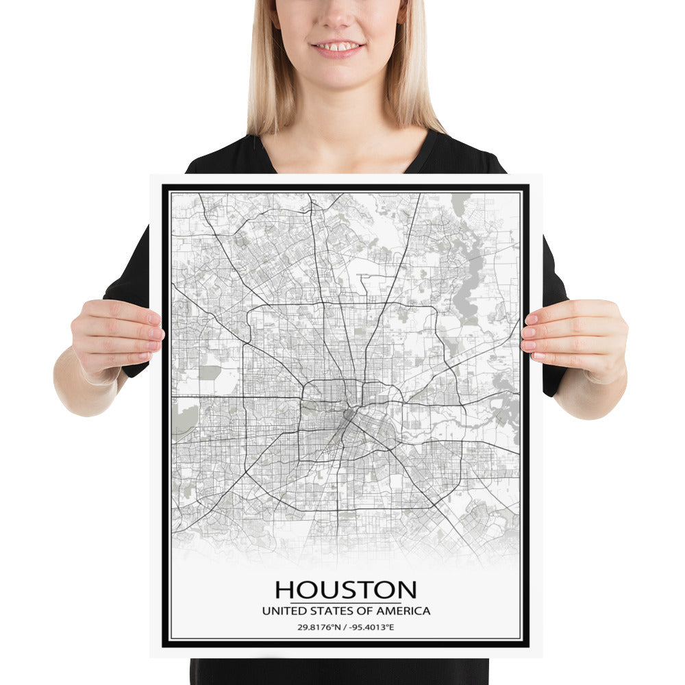 Houston White Paper Map