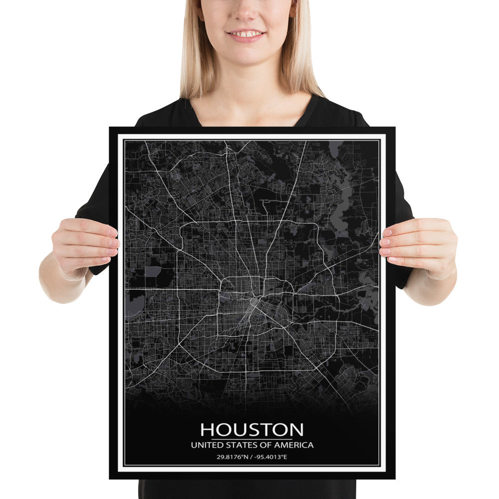 Houston Black Paper Map