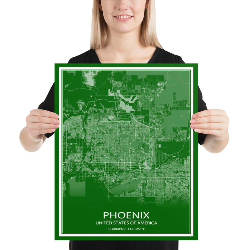 Phoenix Green and White Paper Map