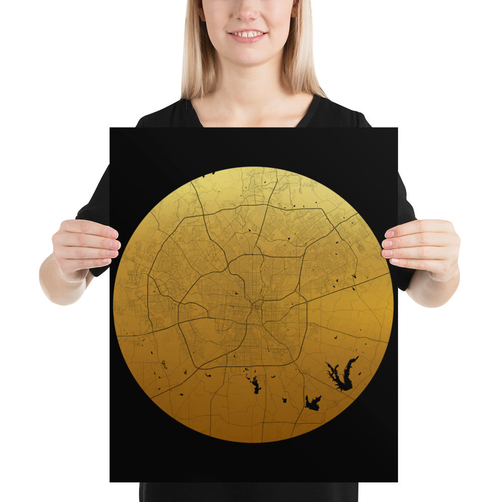 San Antonio Gold on Black Paper Map