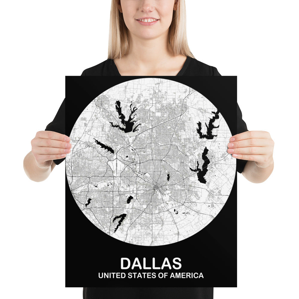 Dallas Circular White Paper Map