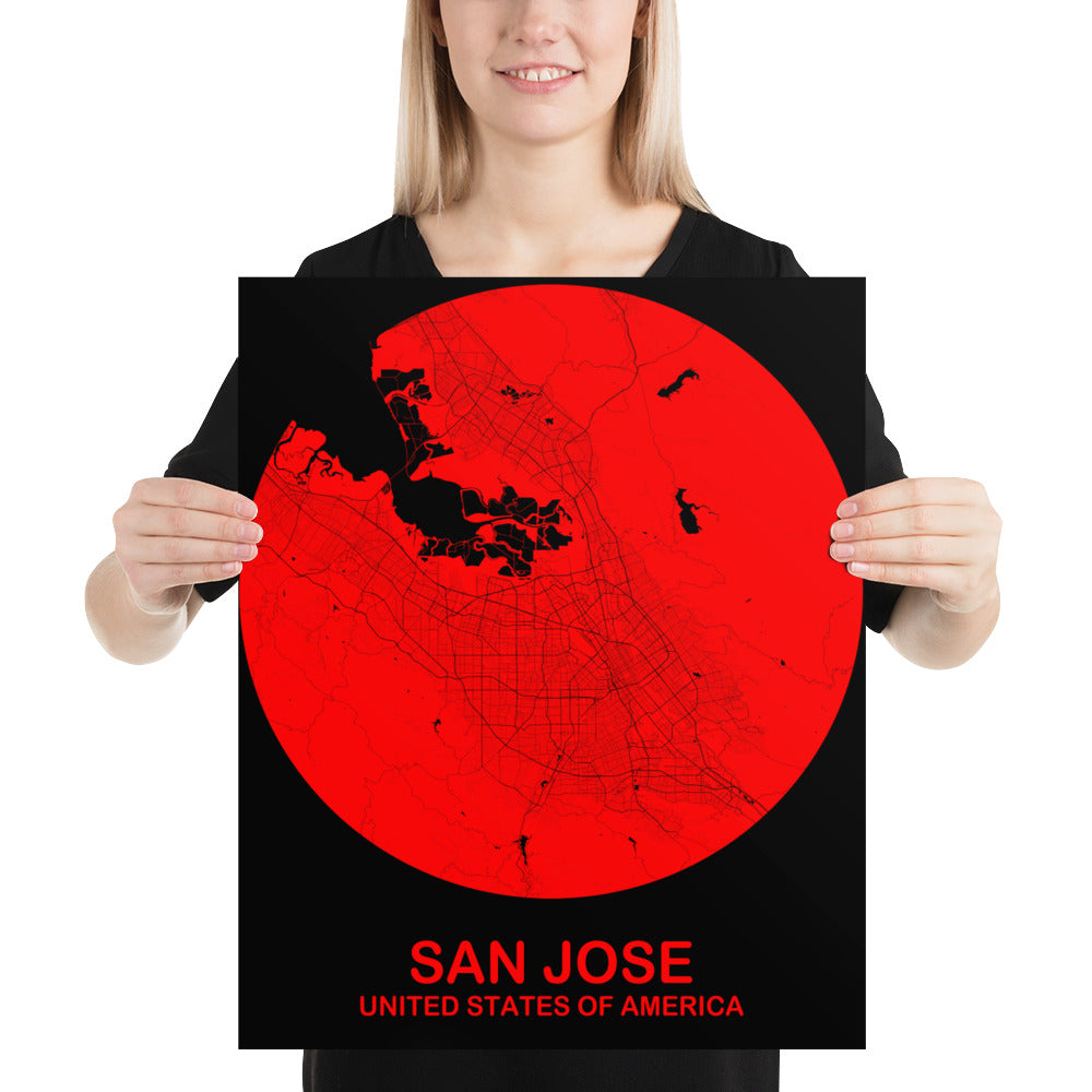 San Jose Circular Red Paper Map
