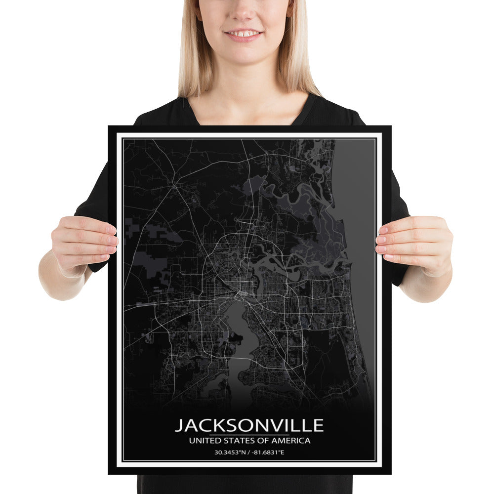 Jacksonville Black Paper Map