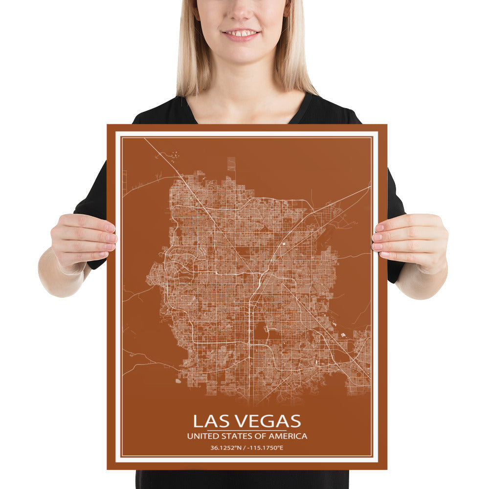 Las Vegas Brown and White Paper Map