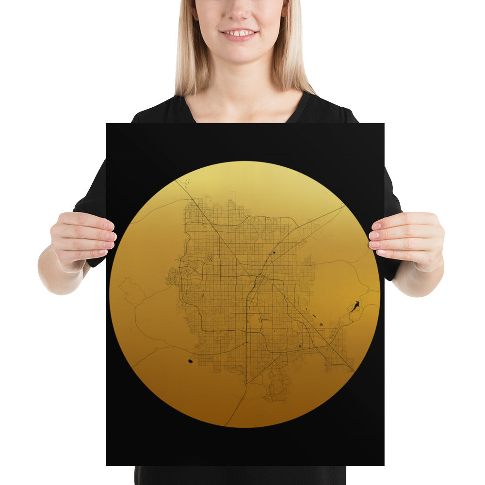 Las Vegas Gold on Black Paper Map