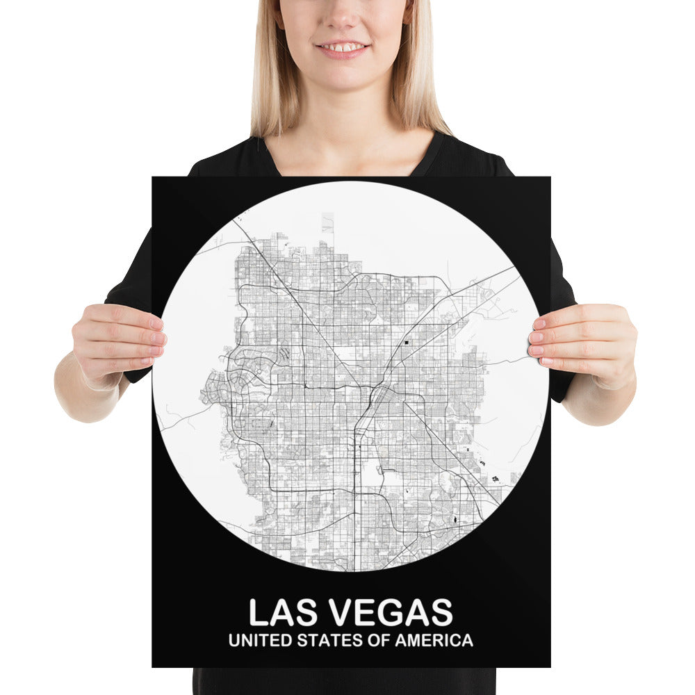 Las Vegas Circular White Paper Map