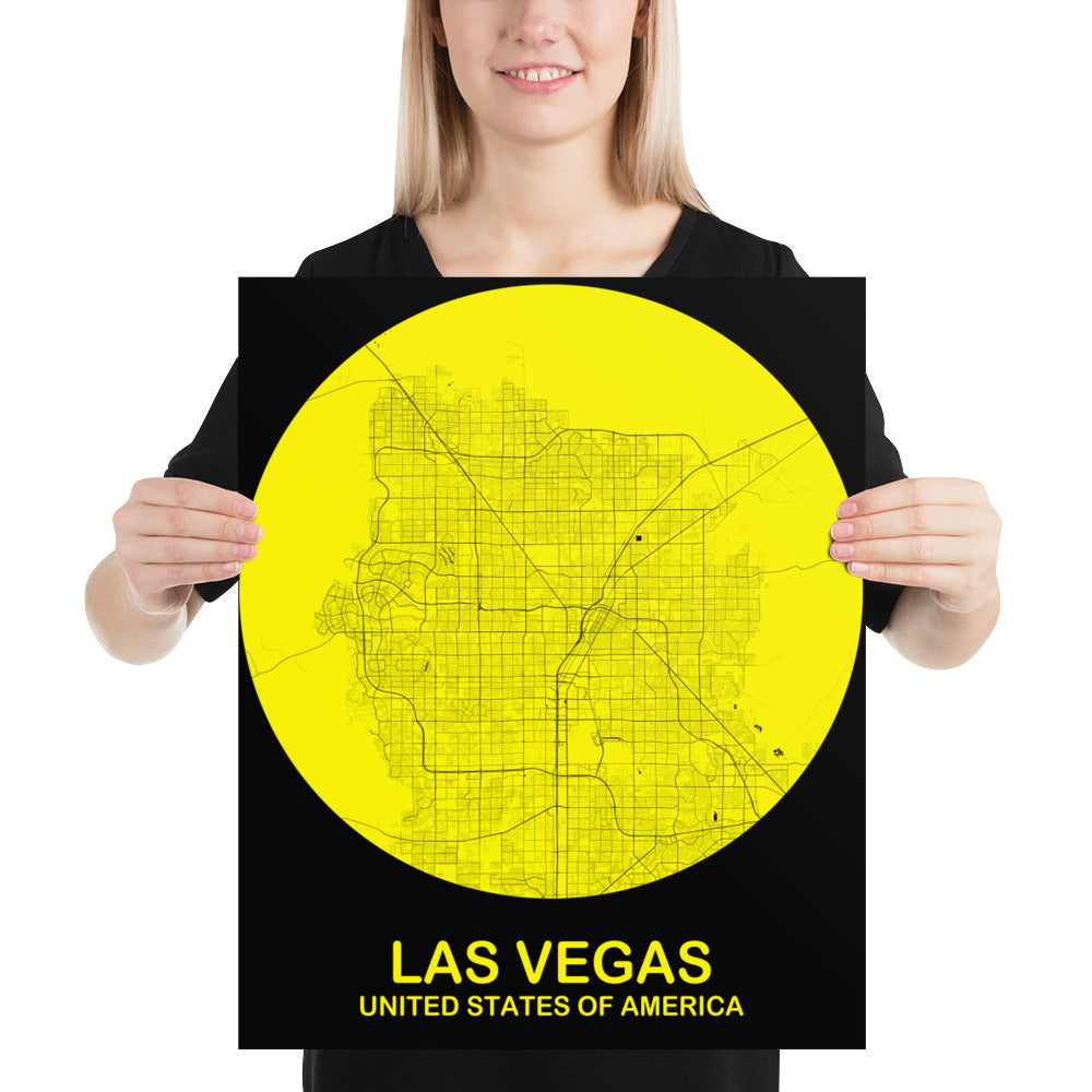 Las Vegas Circular Yellow Paper Map