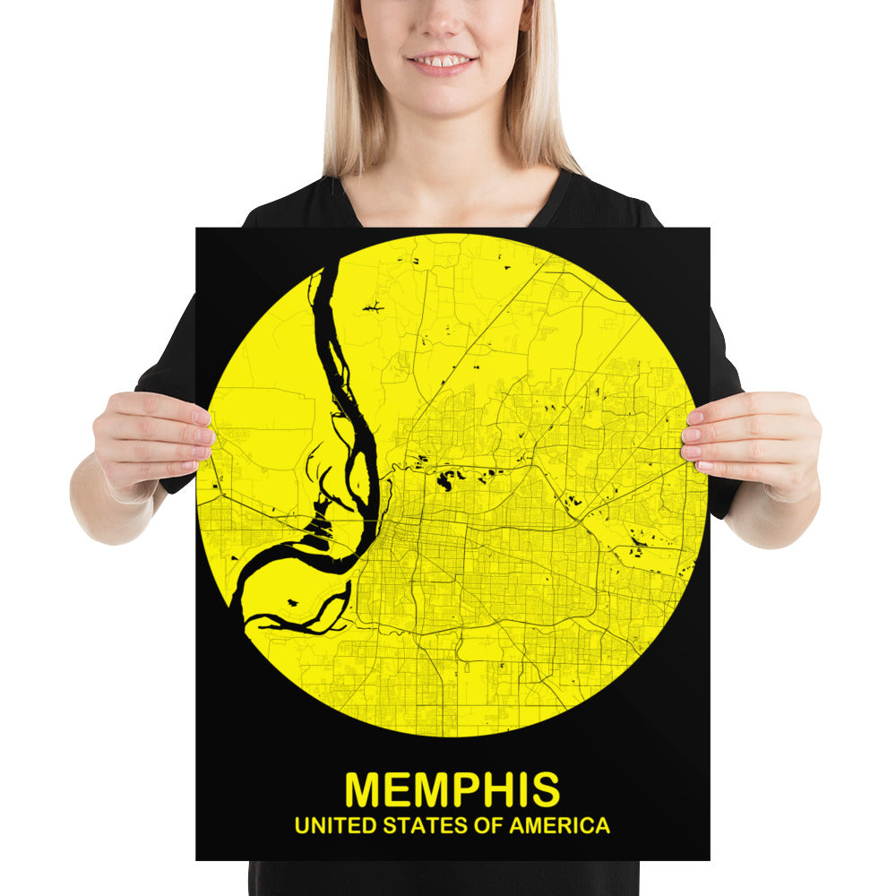Memphis Circular Yellow Paper Map