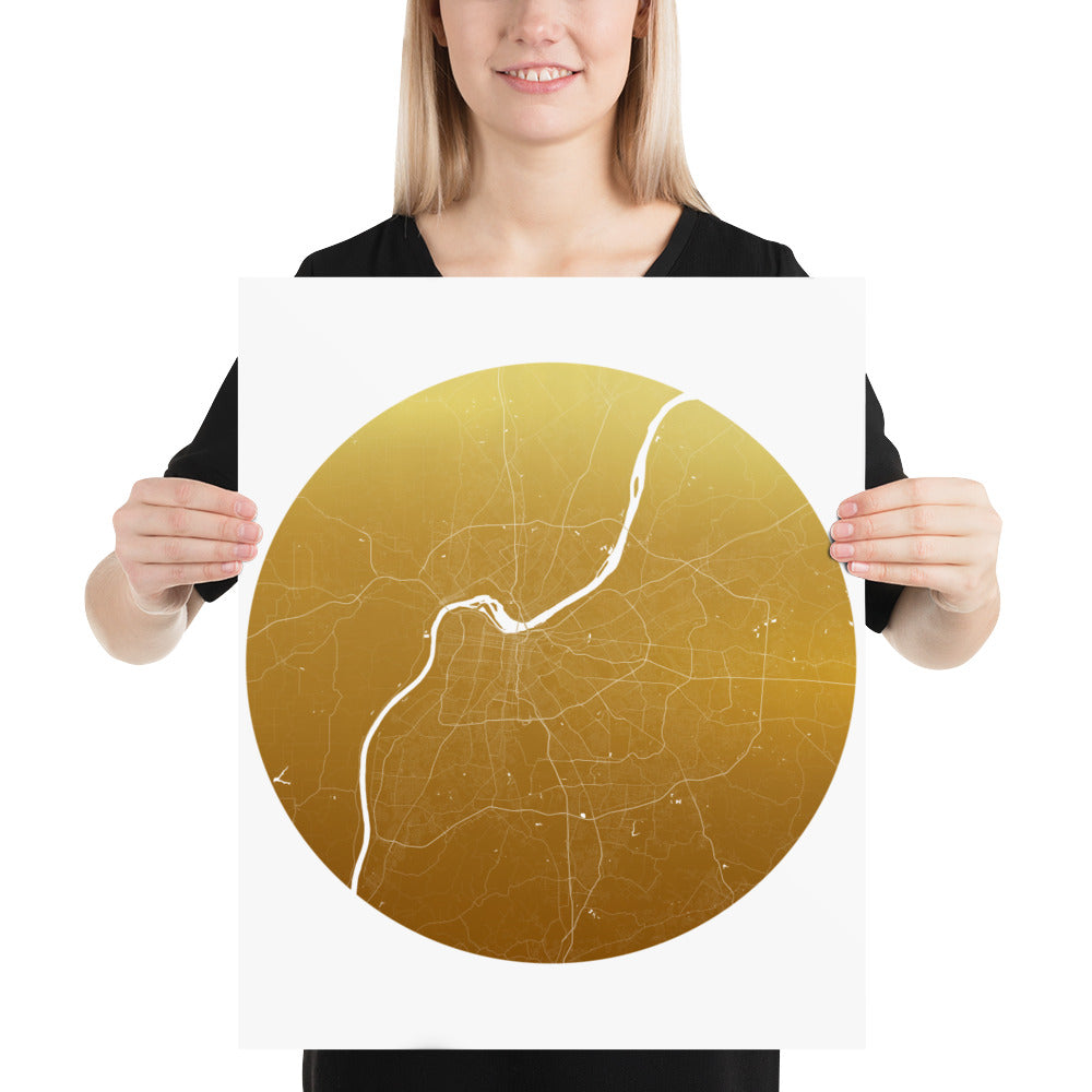 Louisville Gold on White Paper Map