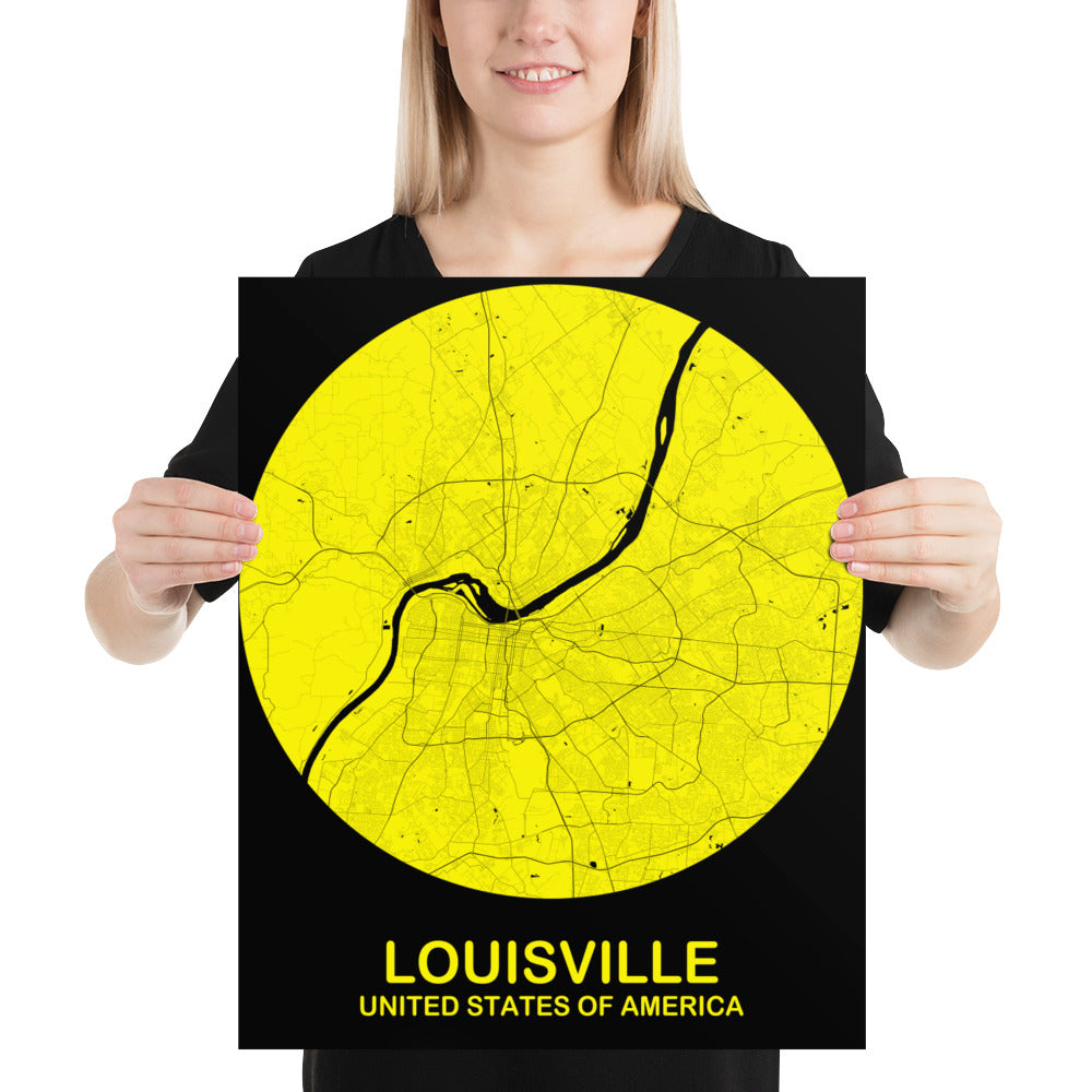 Louisville Circular Yellow Paper Map