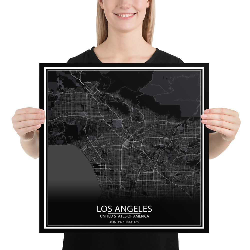 Los Angeles Black Paper Map