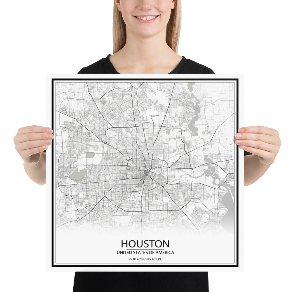 Houston White Paper Map
