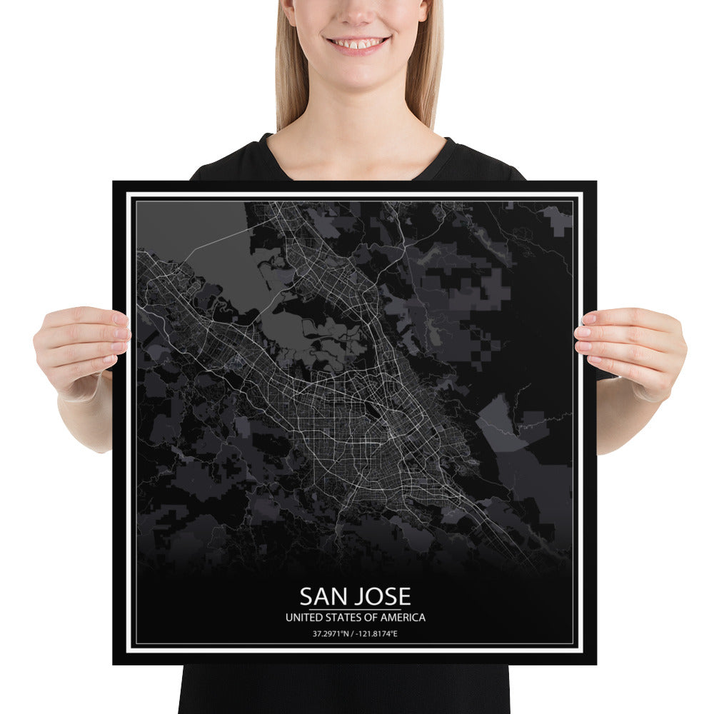 San Jose Black Paper Map