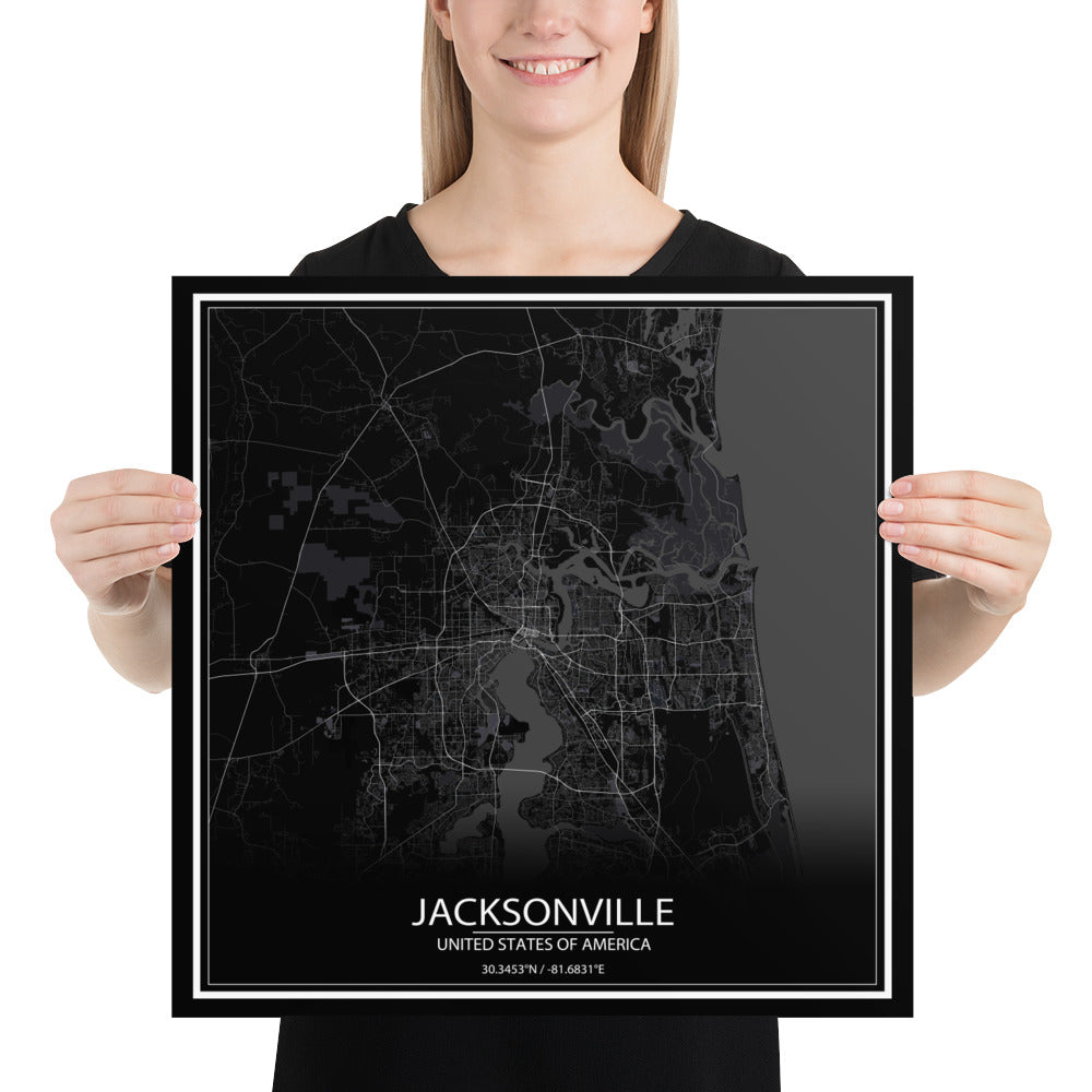 Jacksonville Black Paper Map