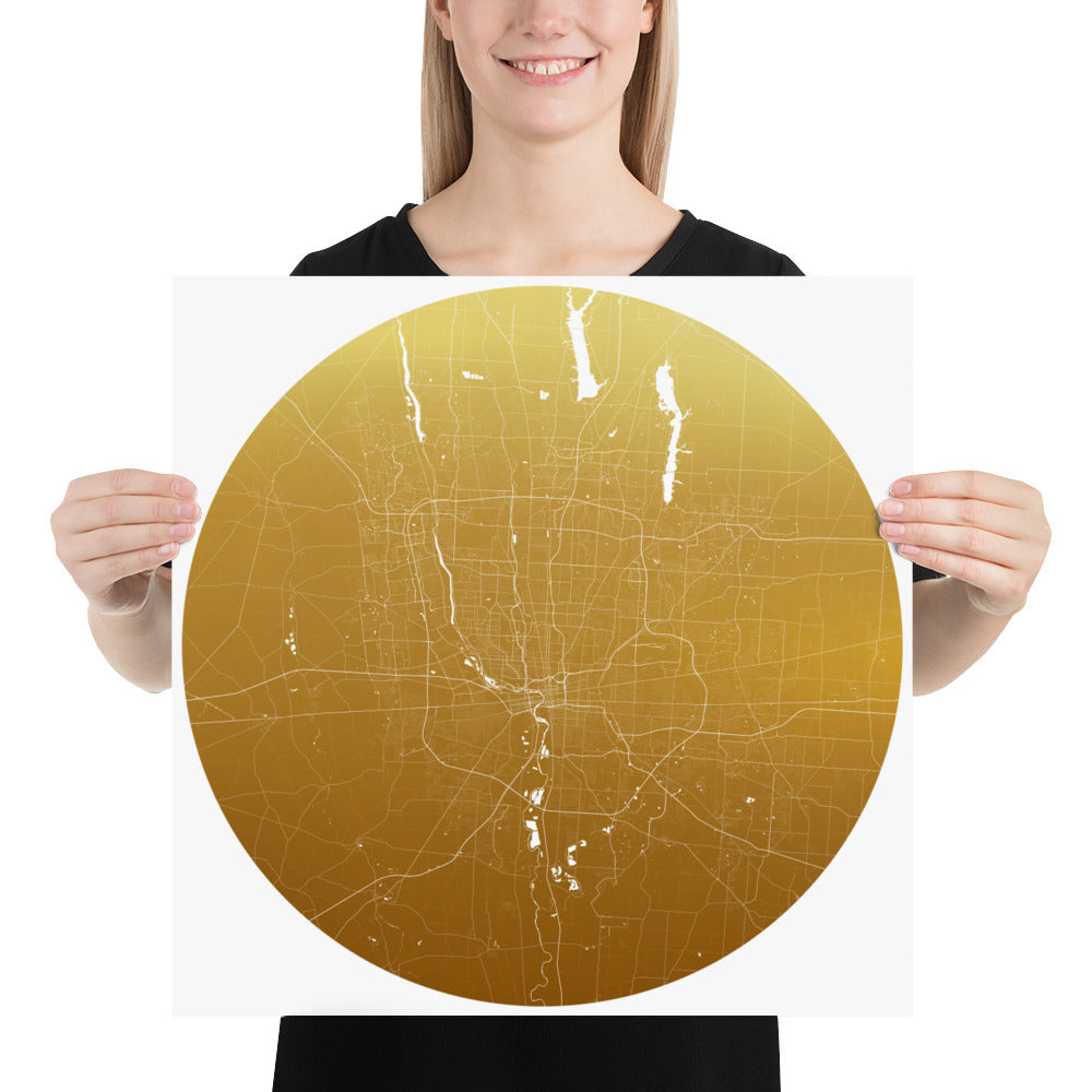 Columbus Gold on White Paper Map