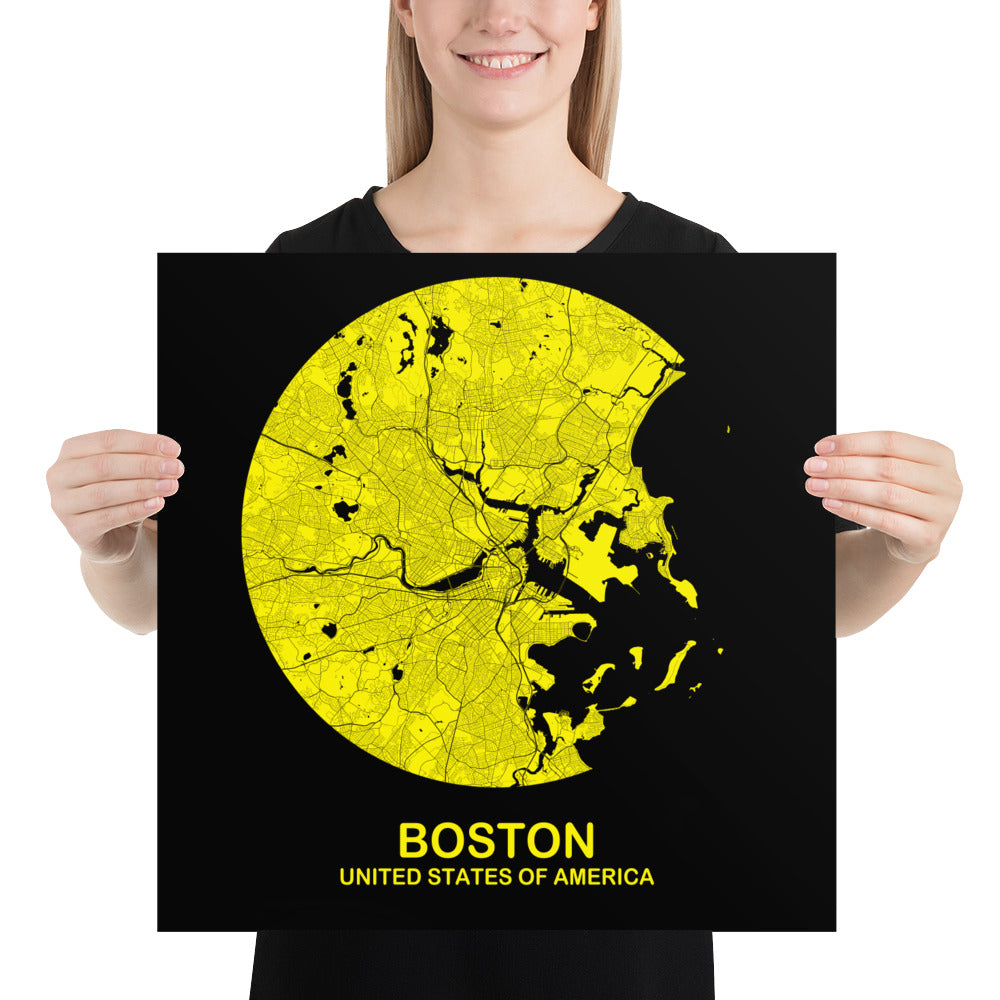 Boston Circular Yellow Paper Map