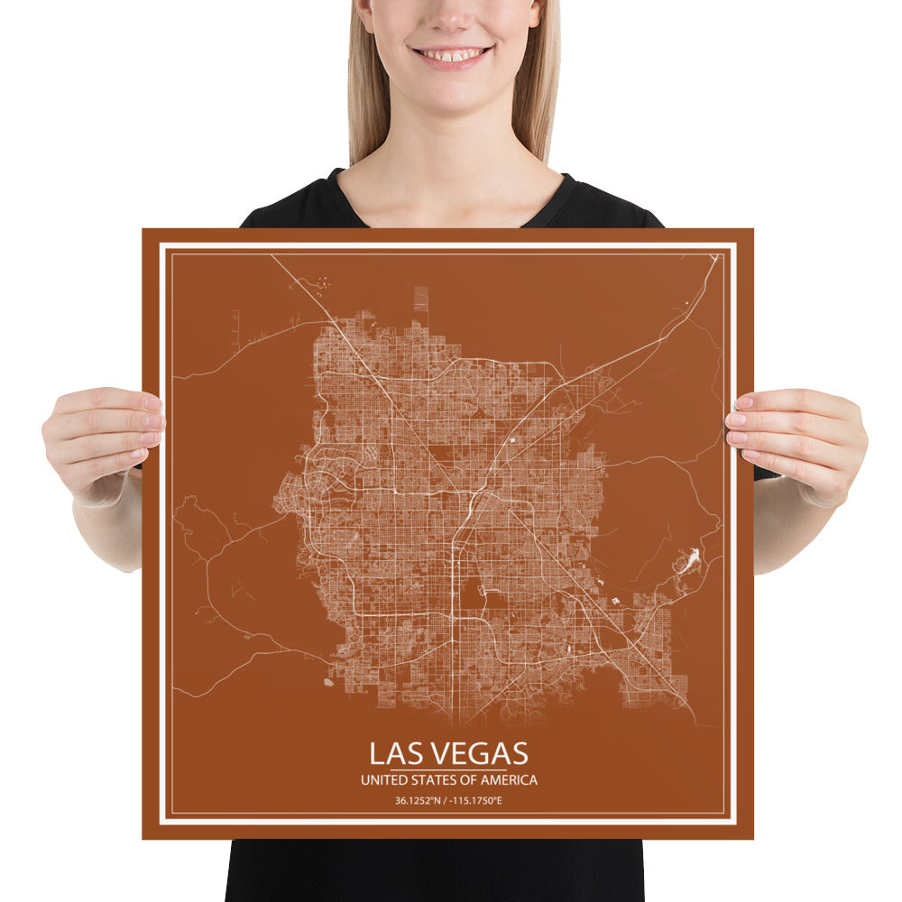 Las Vegas Brown and White Paper Map