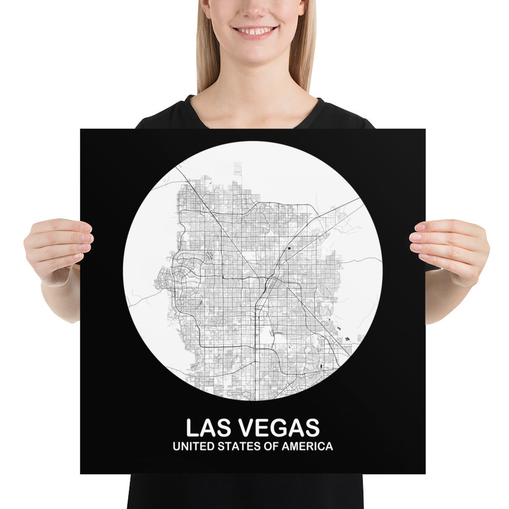 Las Vegas Circular White Paper Map