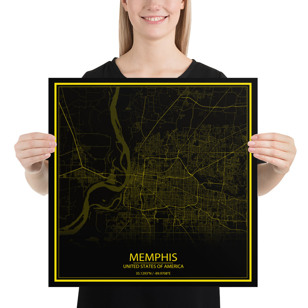 Memphis Black and Yellow Paper Map