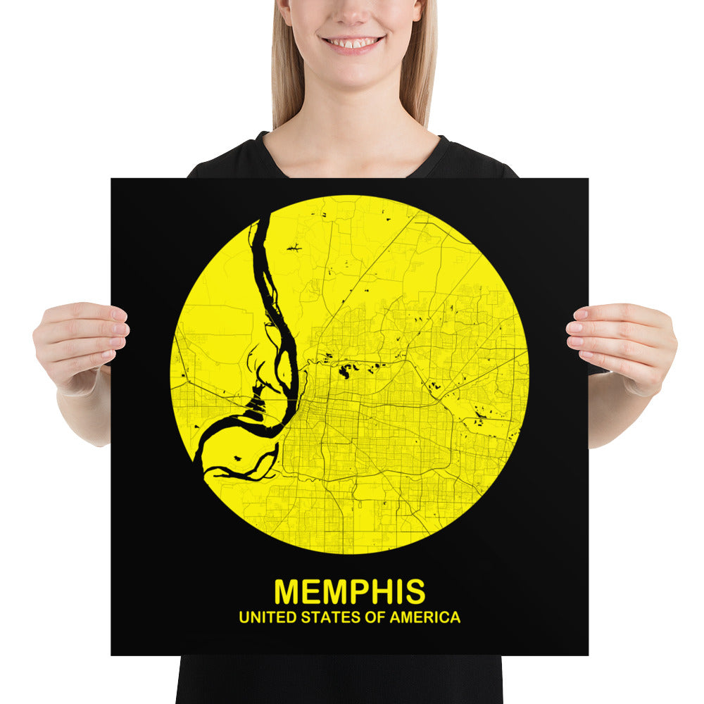 Memphis Circular Yellow Paper Map