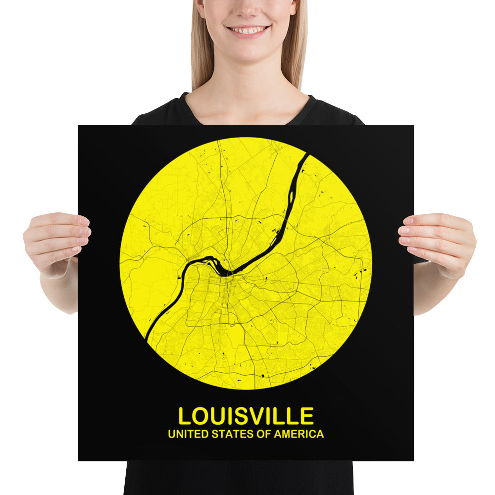 Louisville Circular Yellow Paper Map