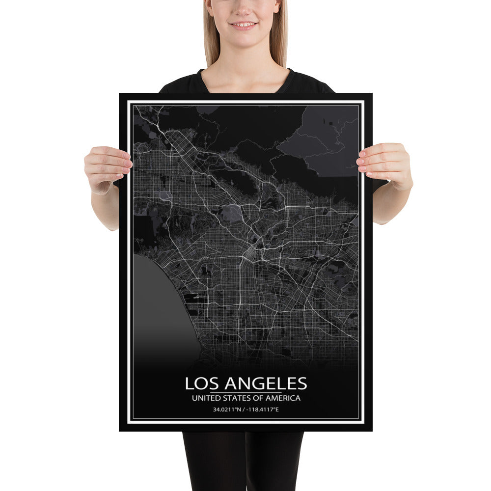 Los Angeles Black Paper Map